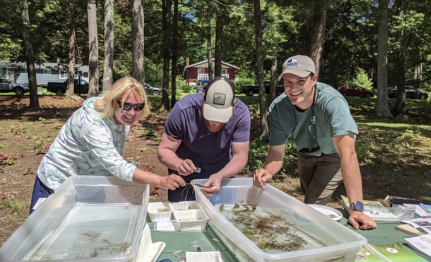 Silas Mohlar trains volunteers at the workshop on Lovejoy Pond.